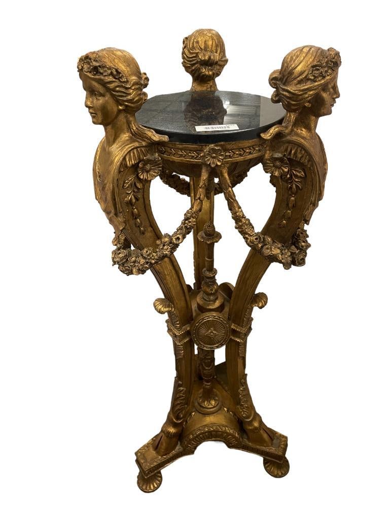 20th C. Ornate Composition and Wood Pedestal (1 of 6)