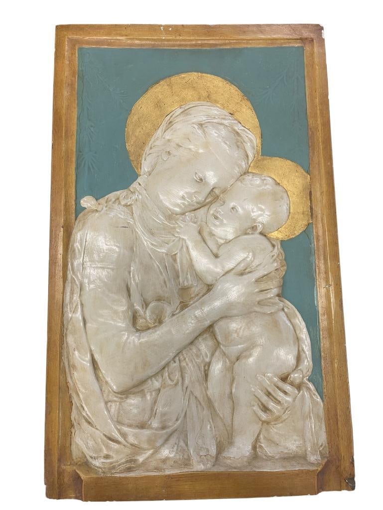 20th C. Plaster Madonna and Child wall hanging (1 of 3)