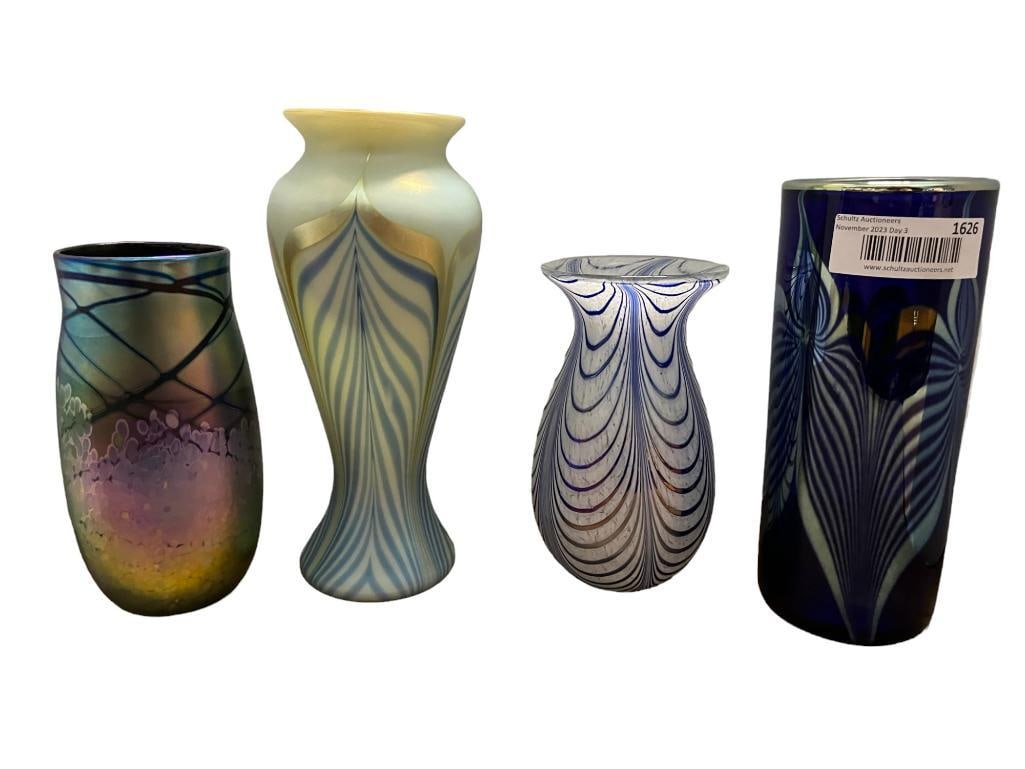 4 pcs. Art Glass incl. 2 Signed vases, etc (1 of 4)