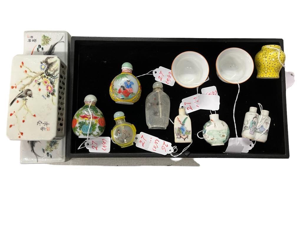 2 Chinese Scroll Weights, Asian Snuff Bottles etc (1 of 7)