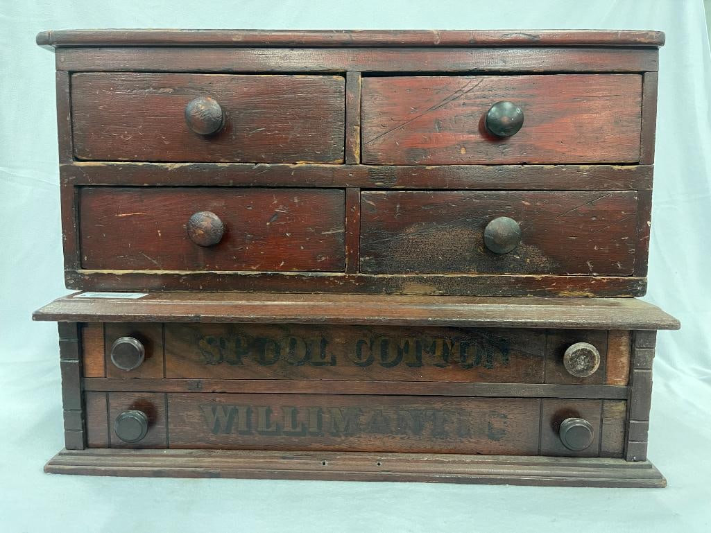 2 Drawer Willimantic Spool Cabinet and 4 Drawer Wood Cabinet (1 of 6)