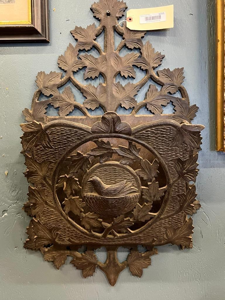 Black Forest Carved Wood Wall Hanging Mail Rack (1 of 5)