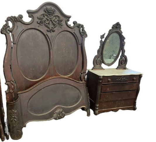 Victorian Carved Walnut Bedroom Set (1 of 6)