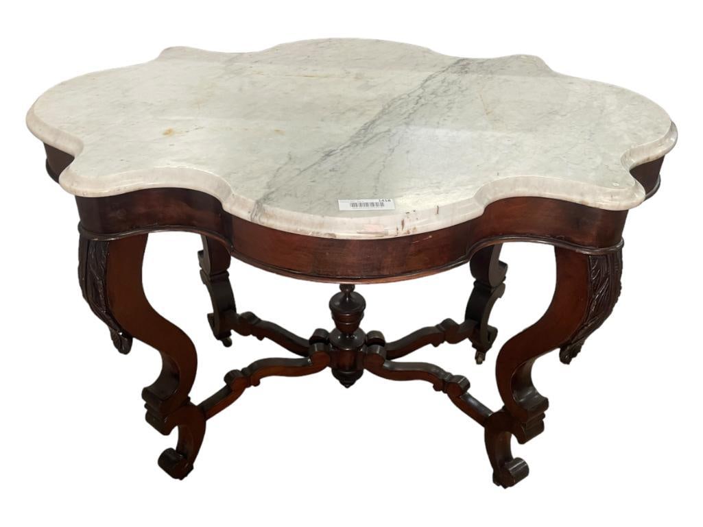 Victorian Mahogany Marble Turtle Top Table (1 of 5)