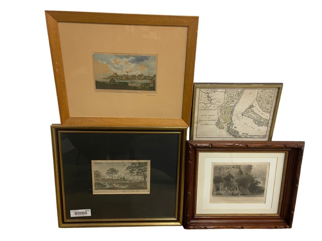 Lot of 4 Antique Prints of Niagara Falls, Fort Niagara & Port of Buffalo on Lake Erie (1 of 5)