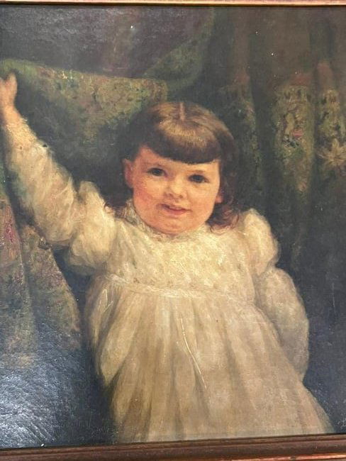 Signed Lilly M. -Illegible- 1890 Oil on Canvas of a Child (1 of 4)