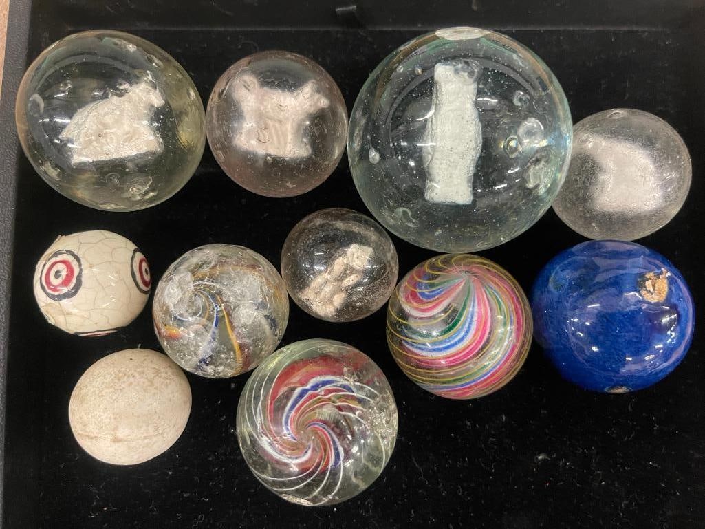 19th Century German Sulphide marbles with dogs and more (1 of 5)