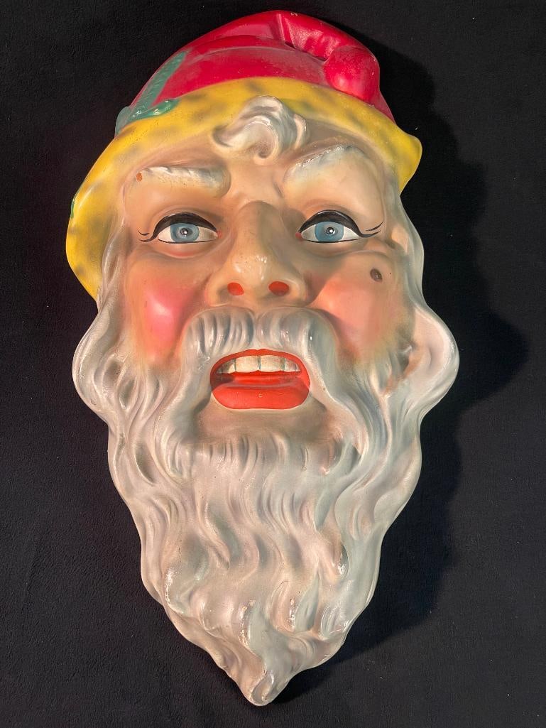 Antique Pressed Cardboard Large Santa Face (1 of 4)