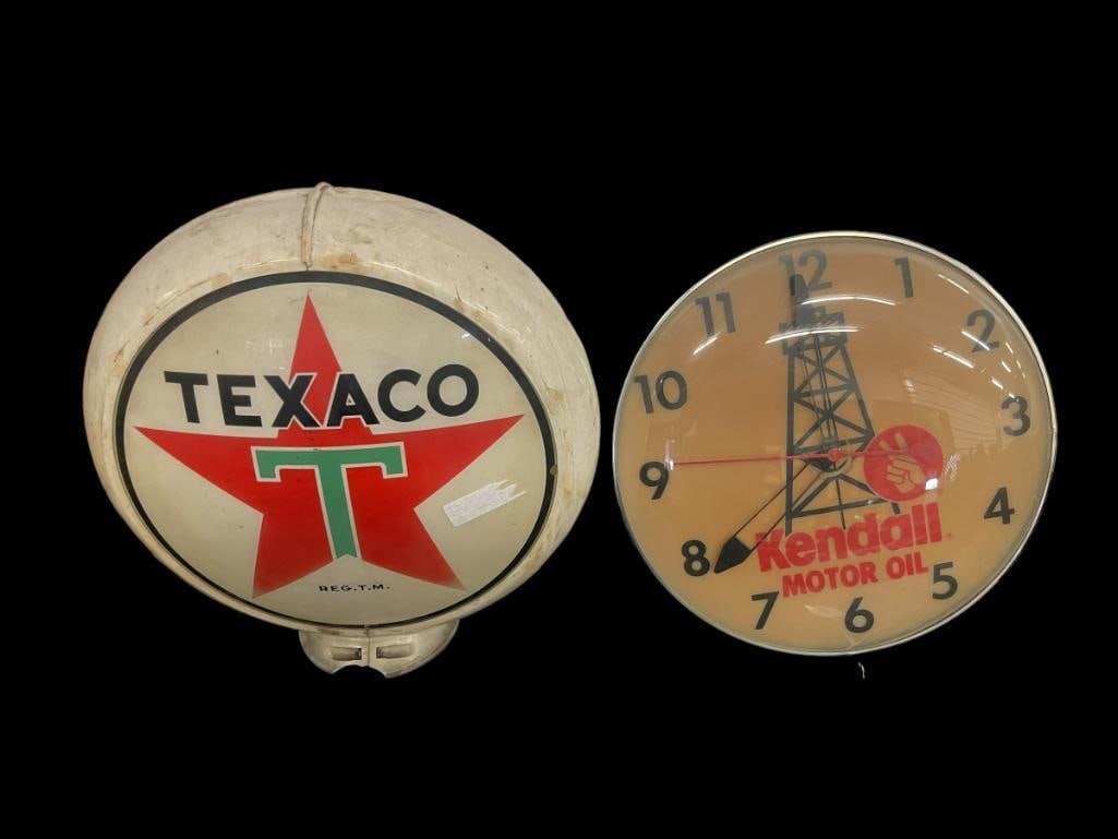 Kendall Motor Oil Clock and Texaco Gas Pump Globe (1 of 5)