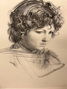 Pietro Annigoni Artist Proof pencil signed print of a woman: Pietro Annigoni Artist Proof pencil signed print of a woman. 36x29x1 in.