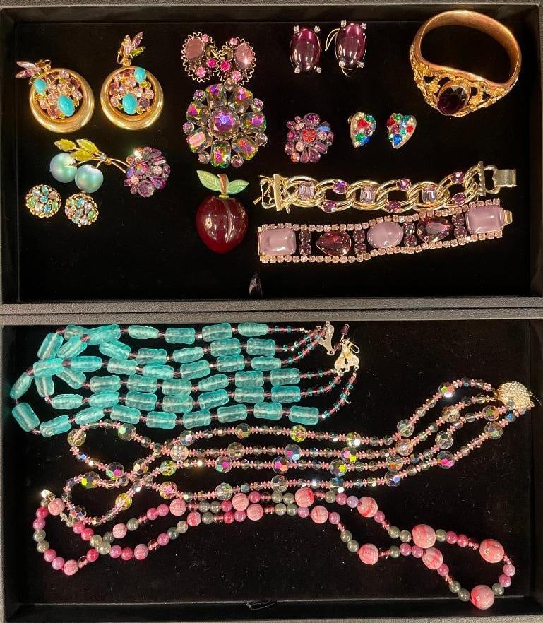 Assorted lot of costume jewelry, some signed Regency, glass, crystal and more (1 of 7)
