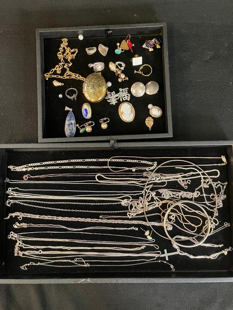 Mixed lot of costume jewelry necklaces, cameo pins and more (1 of 4)