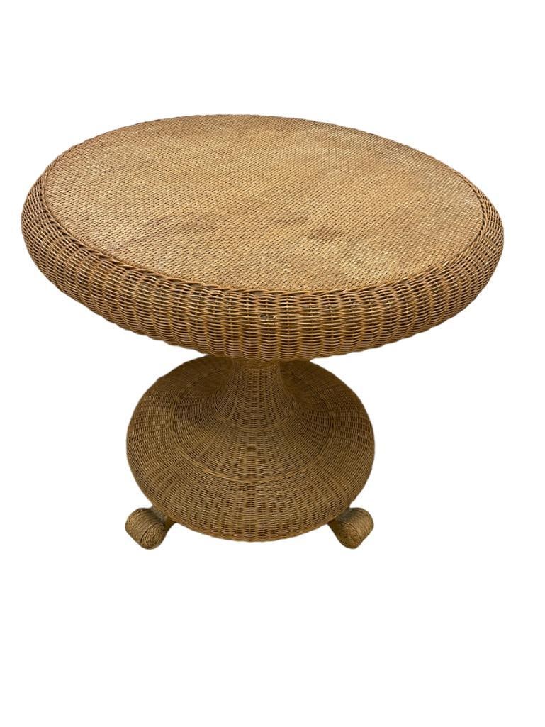 Vintage Heywood Wakefield tilt top wicker table (1 of 6)