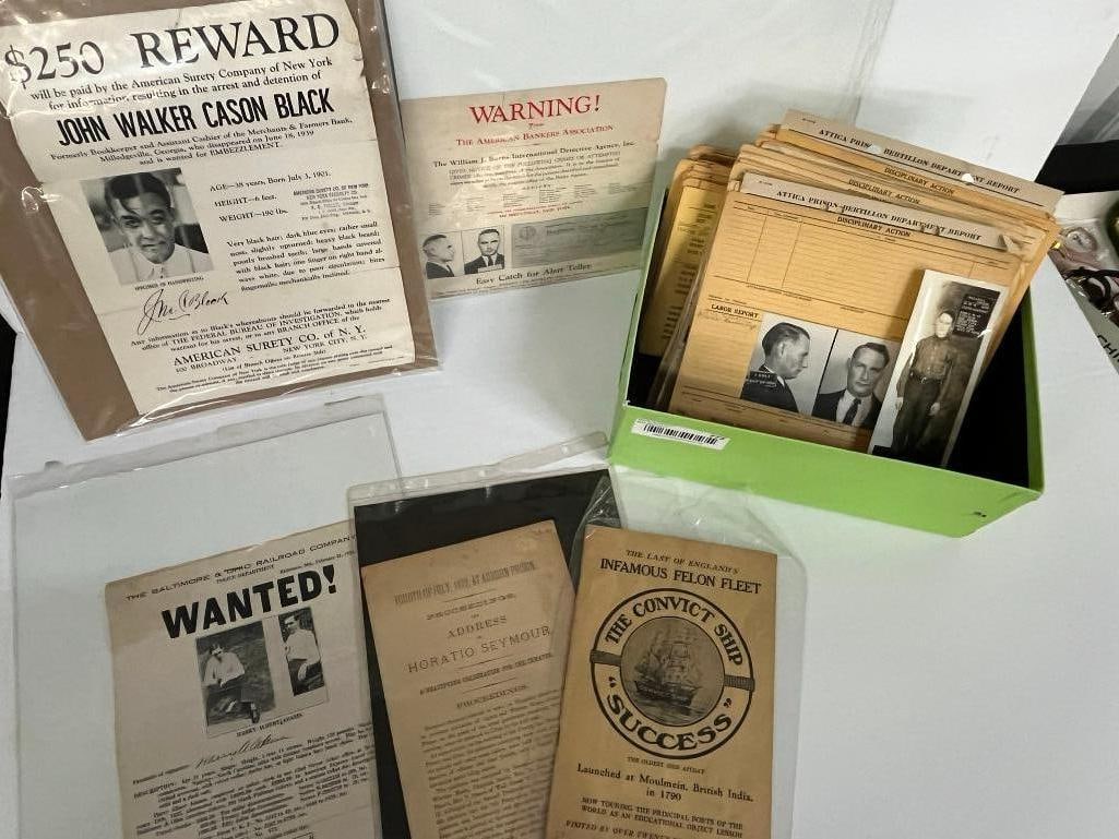 Group of inmate cards and wanted posters from Auburn, Attica NY and more (1 of 15)