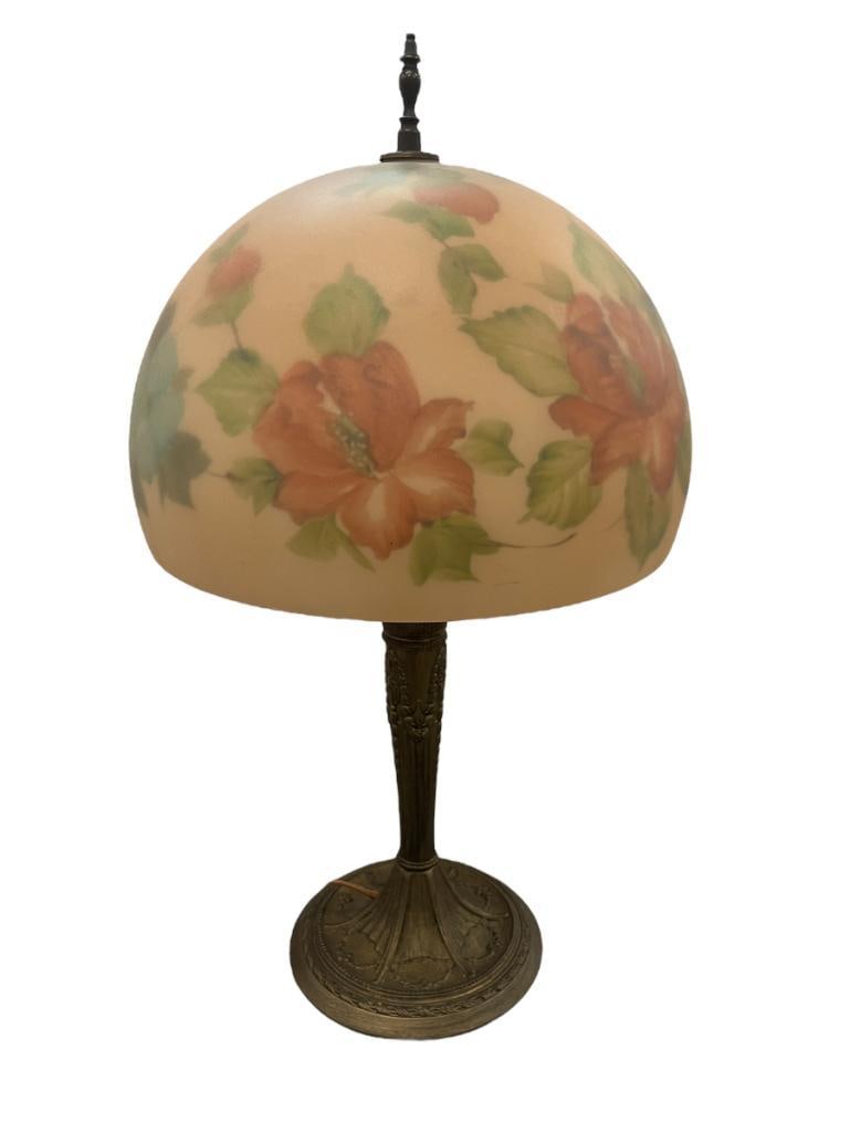 Contemporary reverse painted shade on Miller Lamp Co. base (1 of 6)