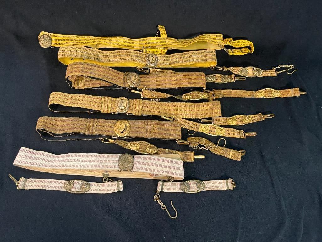 Lot of Soviet Army and Navy parade belts.: Mixed lot of Soviet Army and Navy parade belts. Some with hangers. Various sizes. 6 belts.