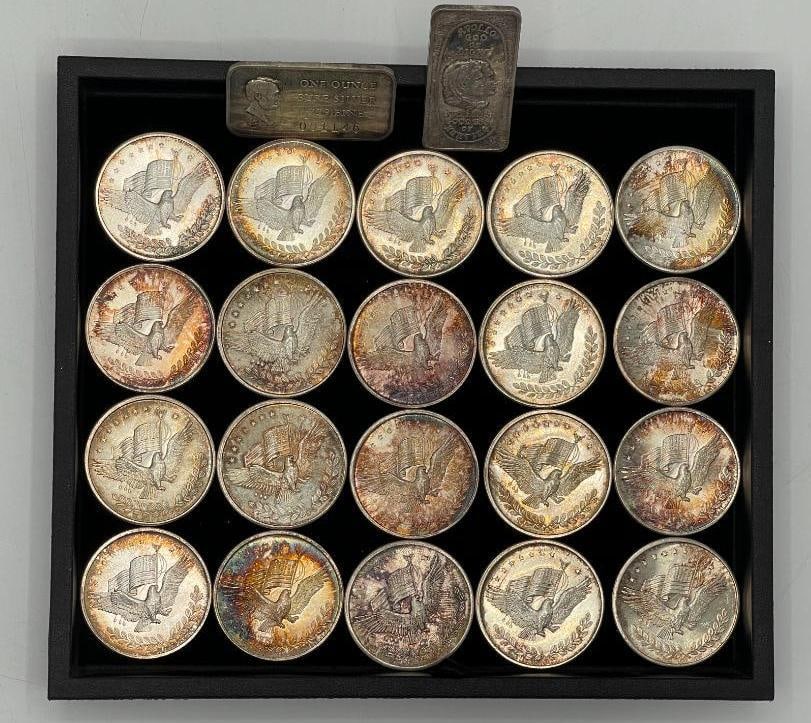 Group of 22 1oz .999 Silver rounds and bars