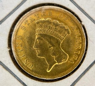 U.S. 1874 $3 Indian Princess gold coin