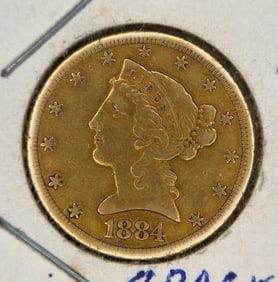 U.S. 1884 CC Carson City Liberty Head $5 gold coin