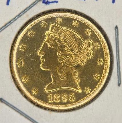 U.S. 1895 $5 Liberty Head gold coin (1 of 4)