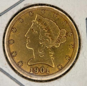 U.S. 1901 -S $5 Liberty Head gold coin