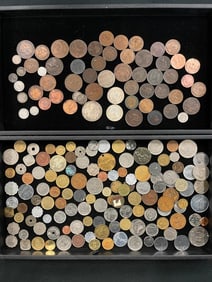 Mixed group of foreign coins, tokens and more