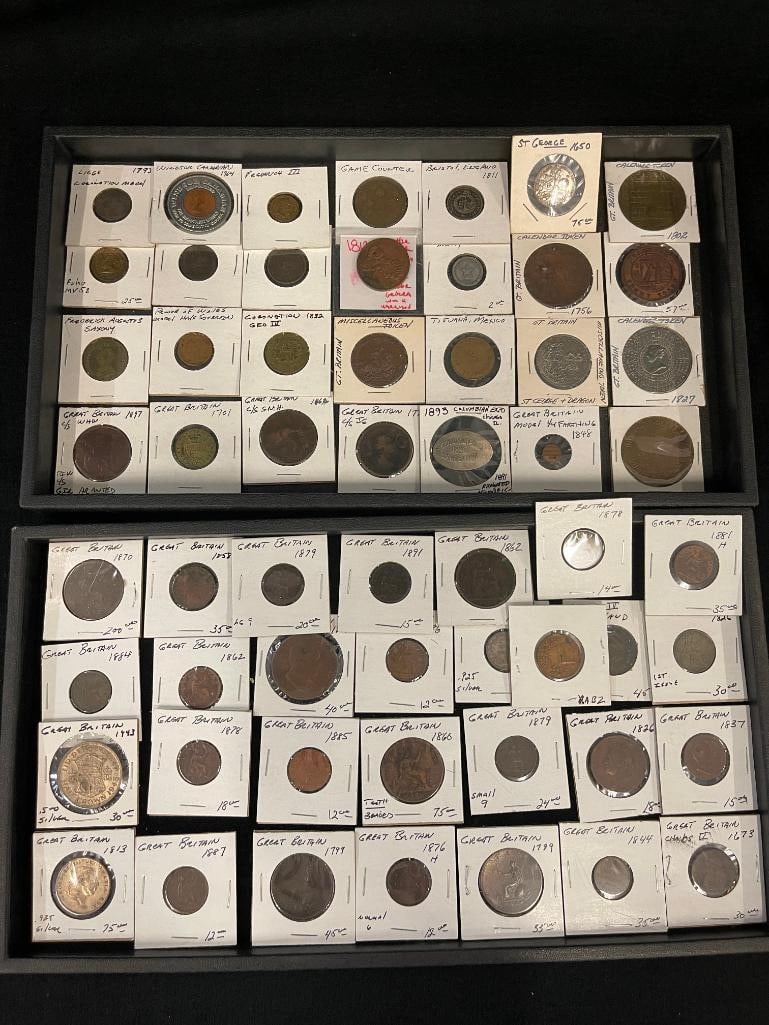 Group of Great Britain coins, tokens, 1893 Columbian Expo token and more (1 of 7)
