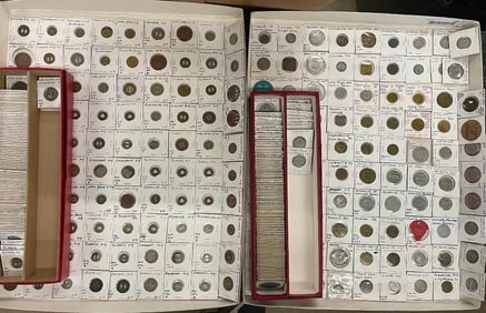 Large group of NY transit tokens, Dairy, Bakery coins and more