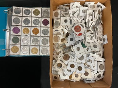 Large group of St. Patrick's Day, Mardi Gras, trade tokens and more