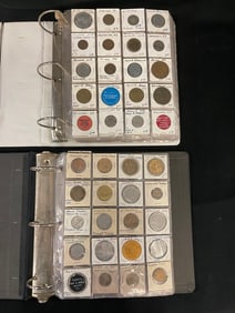 Large group of trade, drink tokens, wooden nickels and more
