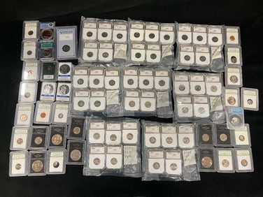 Group of graded and slabbed U.S. coins, medals and more