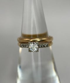 2 14k gold rings, 1 with diamonds