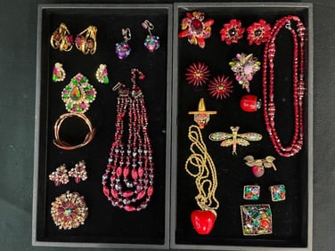 Costume jewelry by Juliana, Matisse Renoir, pins, necklaces, earrings and more