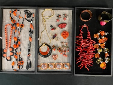 Costume jewelry pins, cuffs, necklaces and more