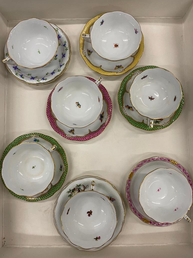Mixed group of Herend Cups and Saucers (1 of 6)