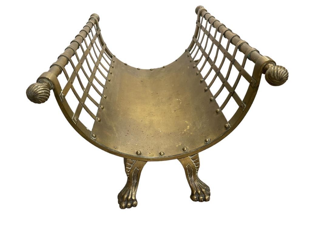 Claw foot brass firewood holder (1 of 4)