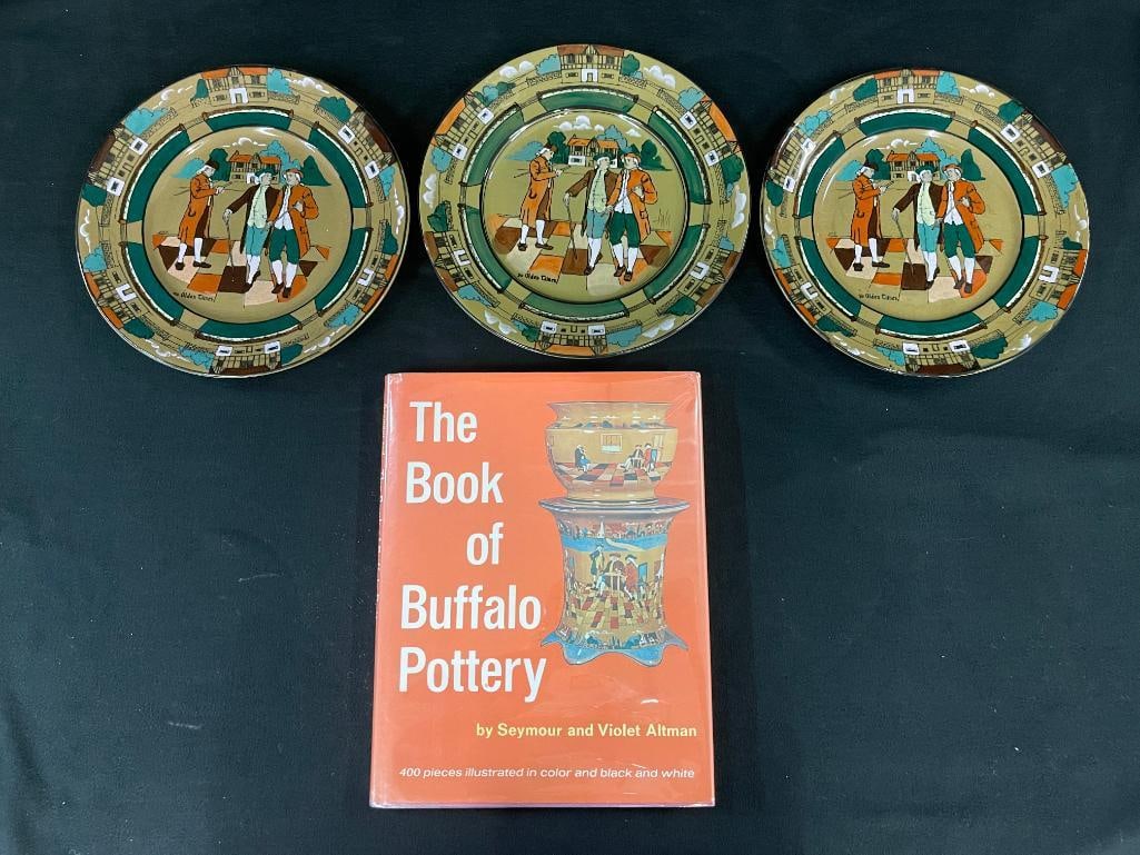 Buffalo Pottery Deldare Ware plates and Book of Buffalo Pottery (1 of 8)