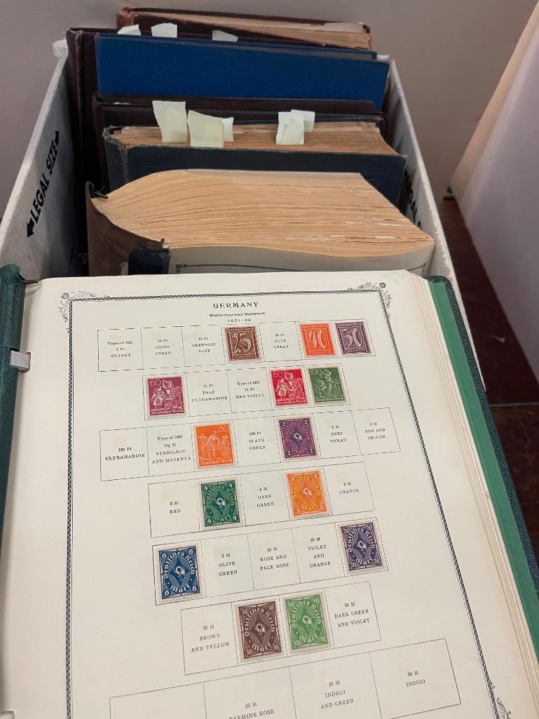 Box of stamp albums, including International and Junior International: Box of stamp albums, including International and Junior International