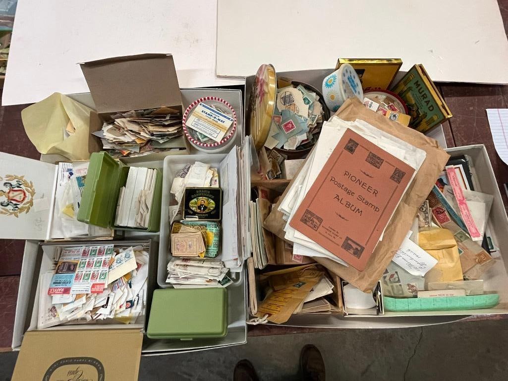 2 boxes of loose U.S. and foreign used stamps (1 of 15)
