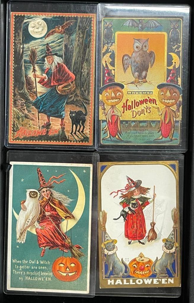 Group of 4 early Halloween postcards including Tucks and Lions Head (1 of 6)