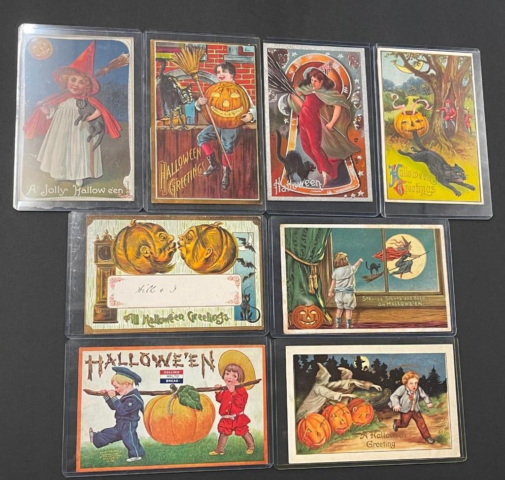 Group of 8 early Halloween postcards, Lions Head and more (1 of 6)