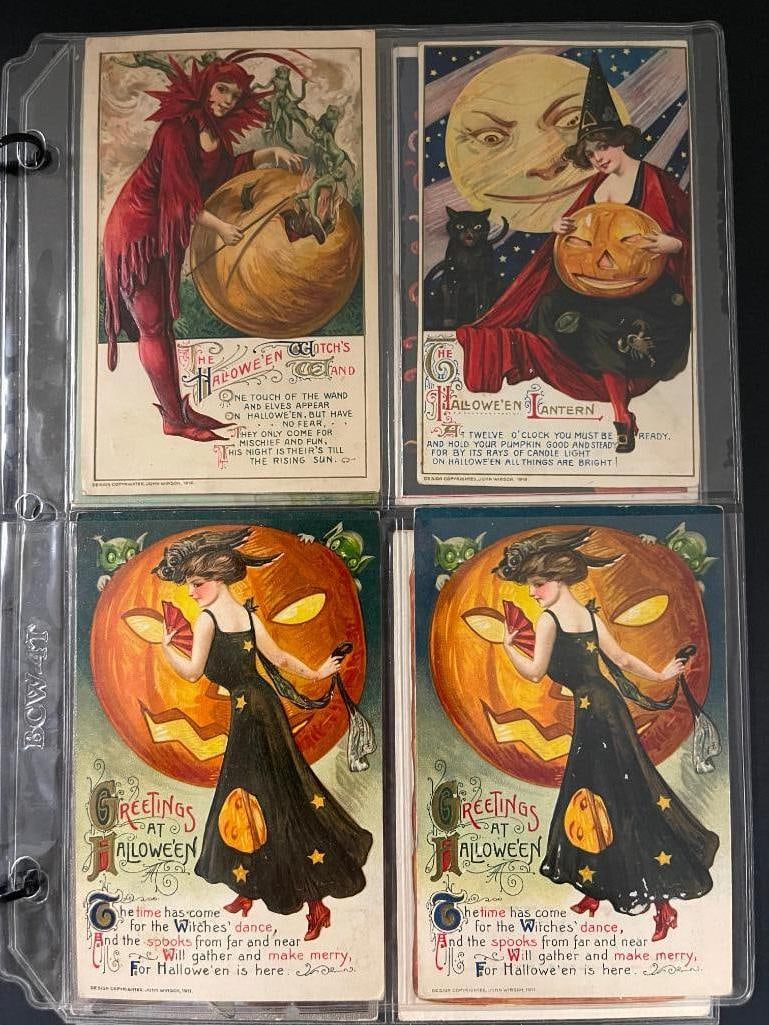 Group of 8 early Halloween postcards, some printed in Germany (1 of 4)