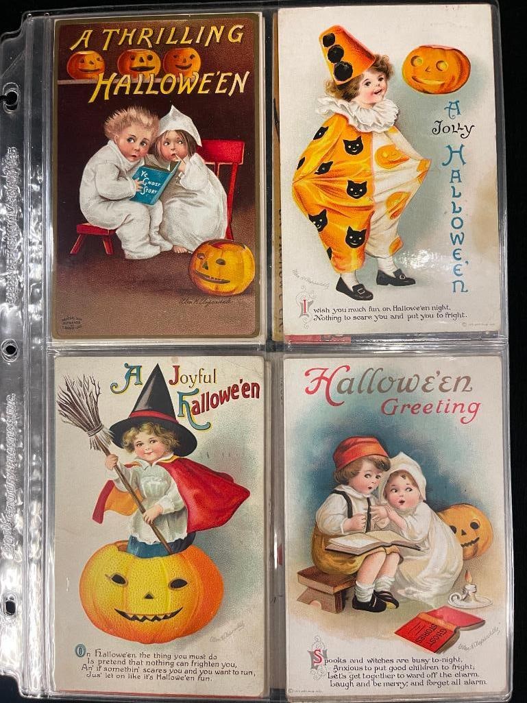 Group of vintage Halloween postcards, some printed in Germany (1 of 11)