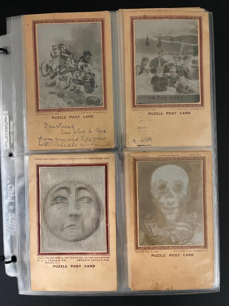 Group of early lenticular postcards, skulls, clowns, Niagara Falls and more (1 of 11)