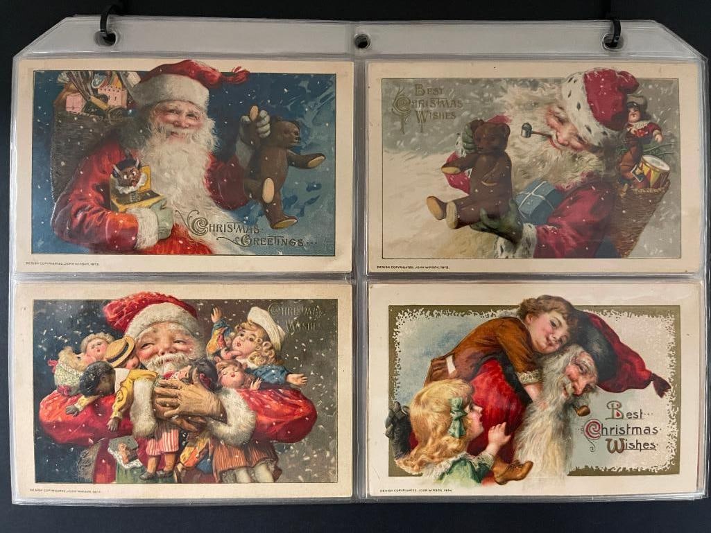 Group of early Christmas postcards featuring Santa, cloth clothes and more (1 of 10)