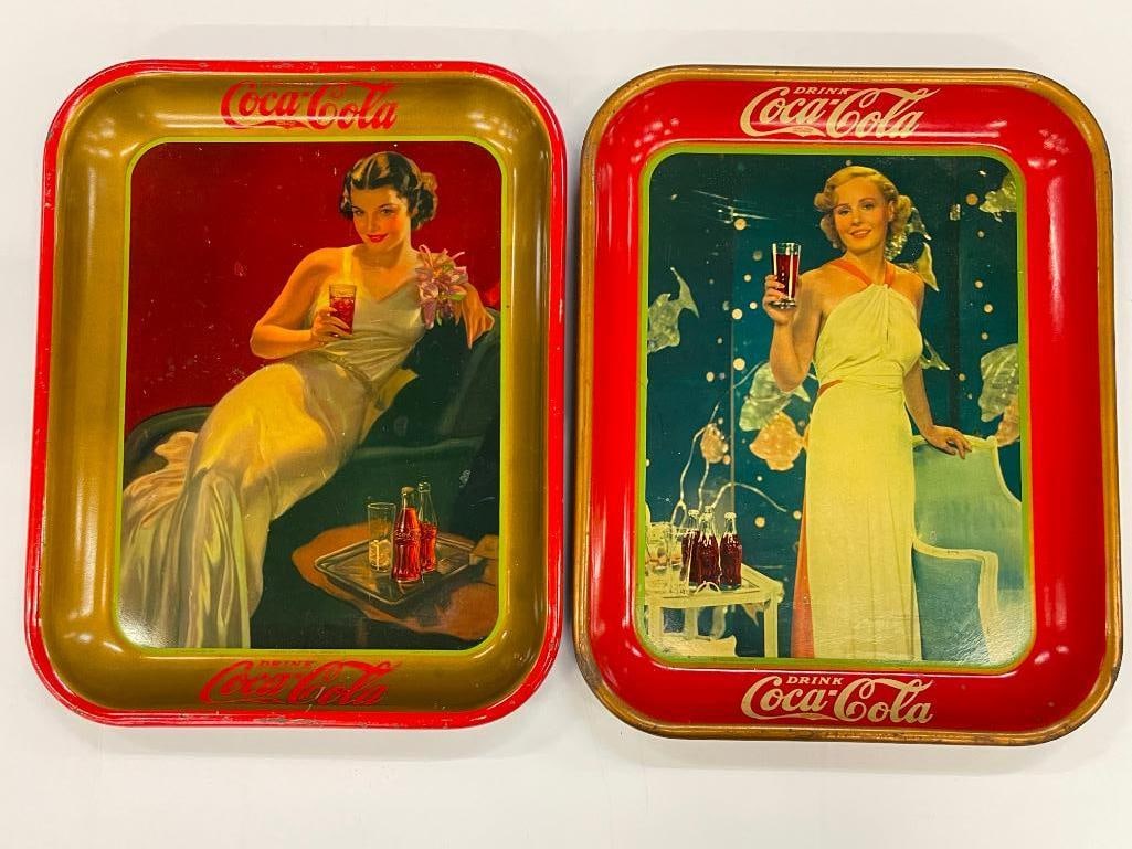 2 1930's Coca Cola trays, Sultry Lady (1 of 7)
