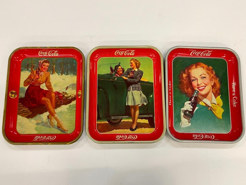 Group of 3 1940's Coca Cola trays (1 of 6)