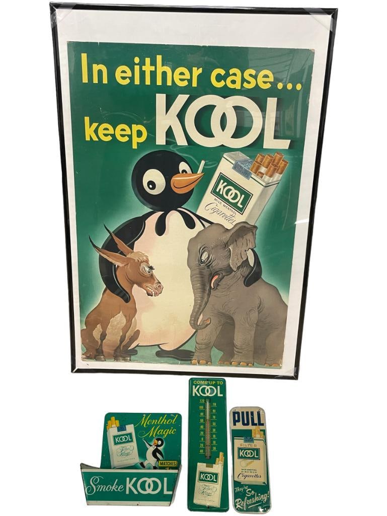 KOOL cigarettes door plate, match holder, thermometer and political sign (1 of 6)