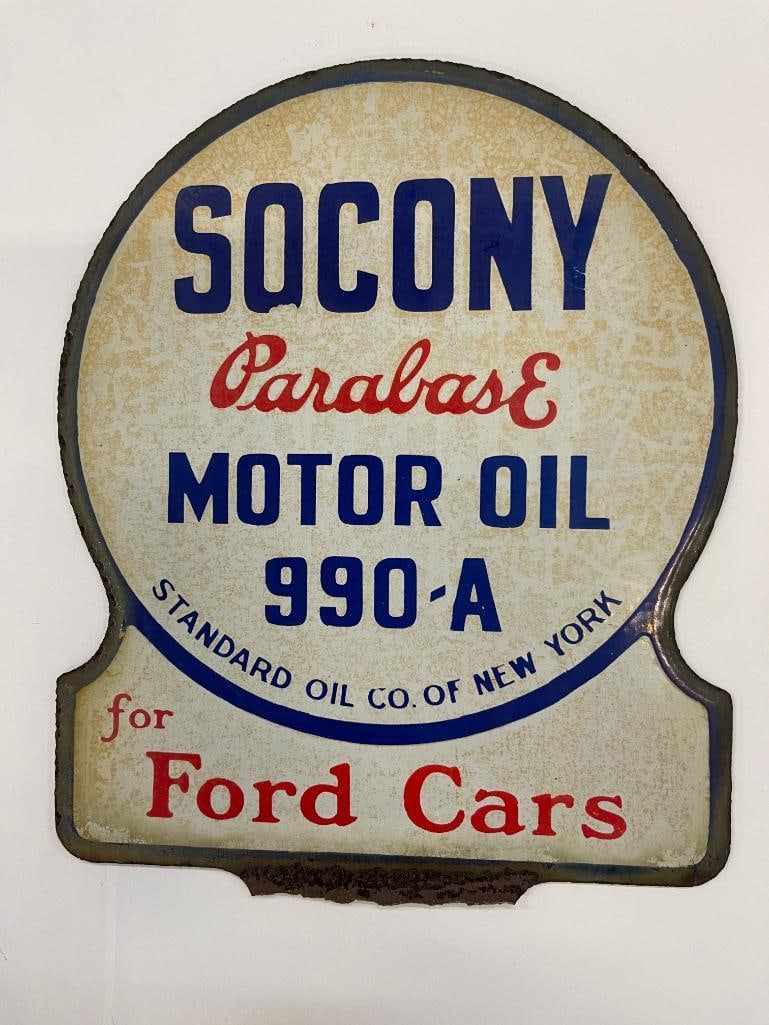 Socony Motor Oil for Ford cars double sided porcelain enamel sign (1 of 2)