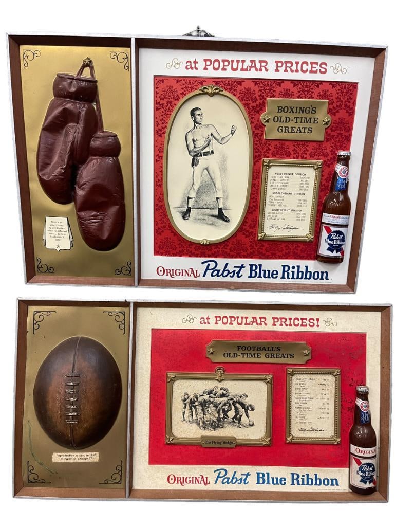 Vintage PBR Pabst Blue Ribbon Football and Boxing advertising signs (1 of 3)